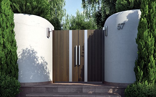 Αυλόπορτα αλουμινίου Aluminco Blind V με φάσα Inox