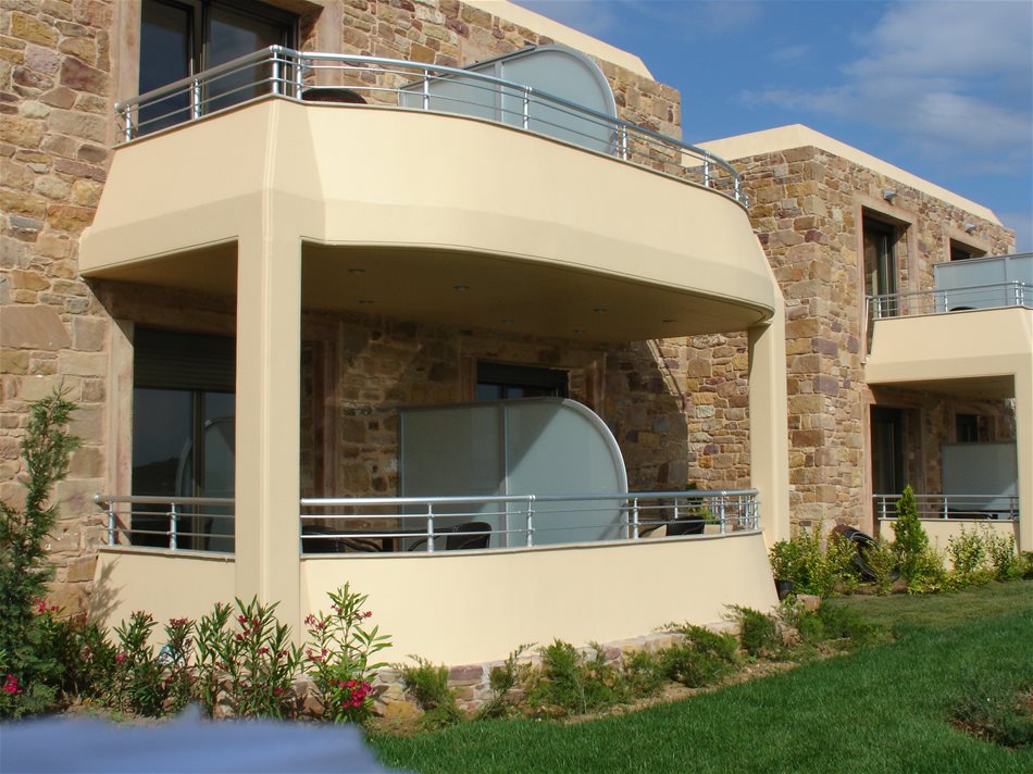 Κάγκελα αλουμινίου Inox Μακεδονική οριζόντιο 2 σειρές προφίλ