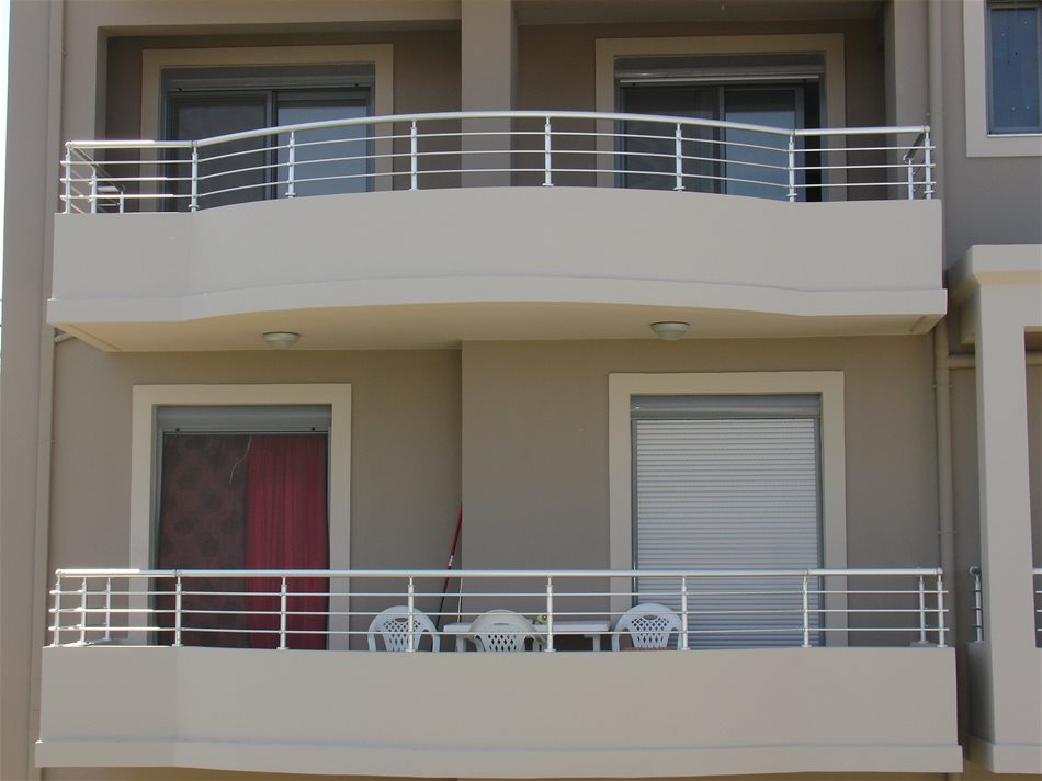 Κάγκελα αλουμινίου Inox Μακεδονική οριζόντιο 3 σειρές προφίλ