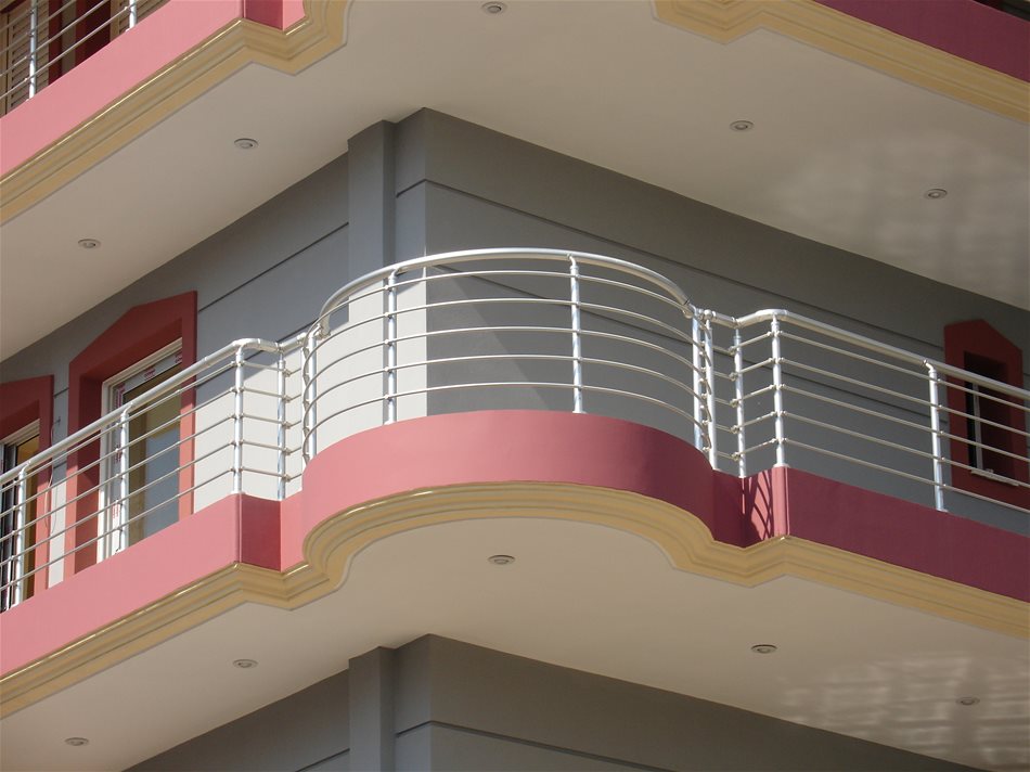 Κάγκελα αλουμινίου Inox Μακεδονική οριζόντιο 5 σειρές προφίλ