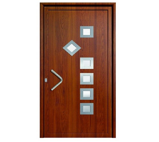 Πάνελ αλουμινίου με στοιχεία Inox και τζαμάκια Thiral 161