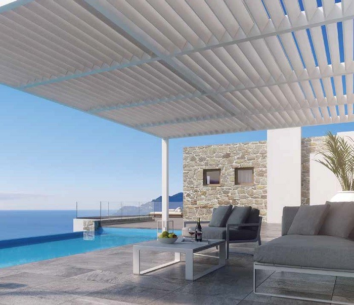 Πέργκολα Modern Aluminco με κινούμενες περσίδες