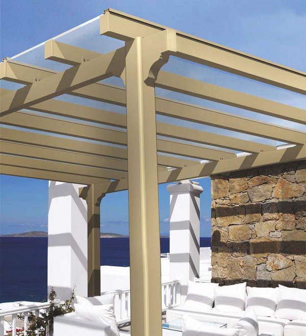 Πέργκολα αλουμινίου Alfa Μοντέρνα με τάπες