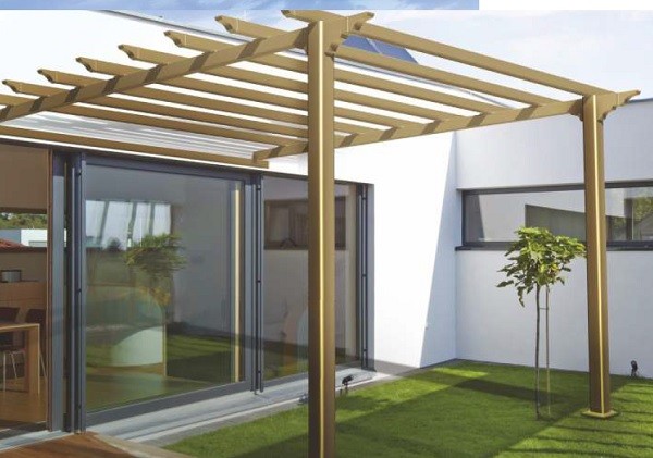 Πέργκολα αλουμινίου Alfa με παραδοσιακά τελειώματα